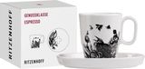 Ritzenhoff Espressokop 95 ml – Serie Genussklasse nr. 2 – set met schotel, van porselein, designstuk, zwart, geel, oranje, lila, rood, roze, blauw