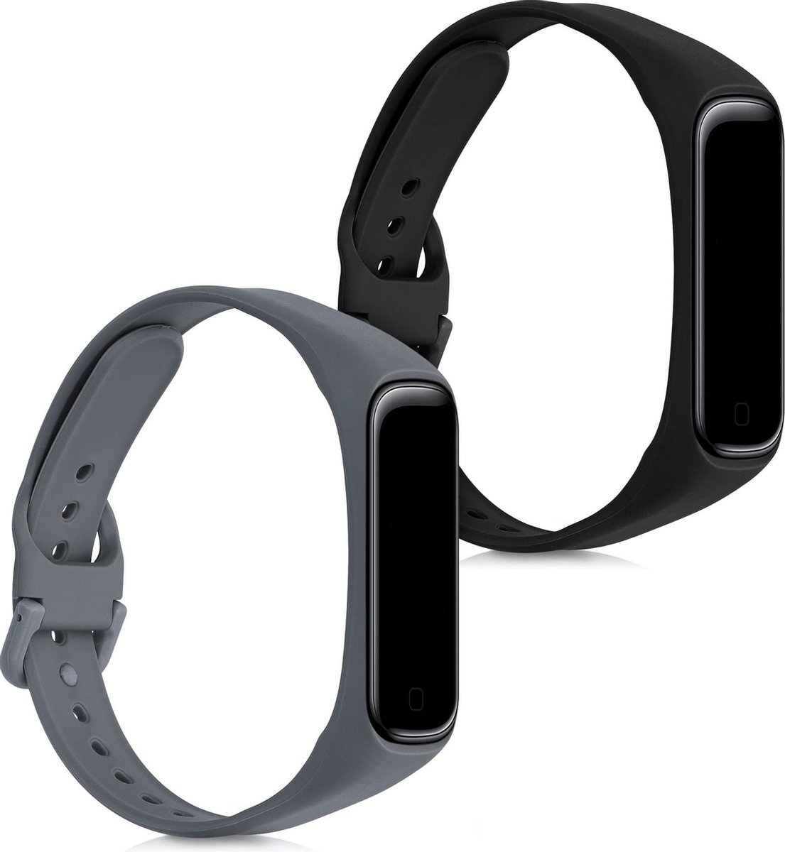 kwmobile 2x armband voor Samsung Galaxy Fit 2 - Bandjes voor fitnesstracker in zwart / leigrijs