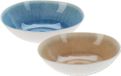 Excellent Houseware Set de plats de service/saladiers - D30 x H9 cm - plastique - marron / bleu - rond