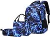 Ibenzoa® Sac à dos scolaire robuste avec boîte à lunch et trousse - Bleu Éclair