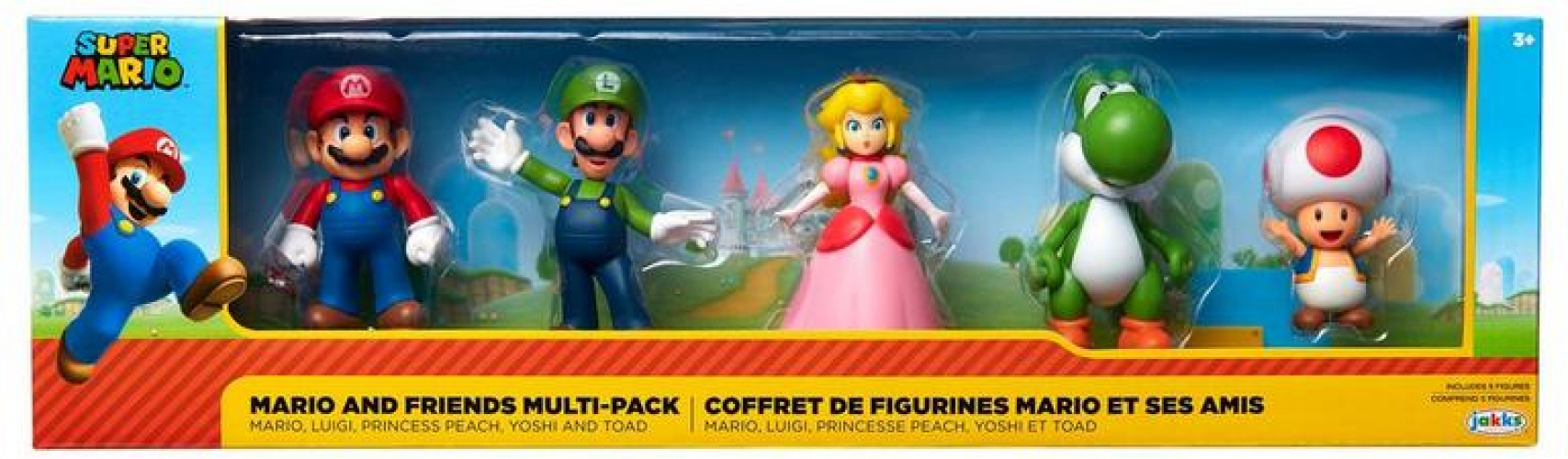 Jakks Pacific Super Mario Mario, Luigi, prinses perzik, Yoshi & pad, exclusief 2,5-inch mini-figuur, 5-pack Merchandise