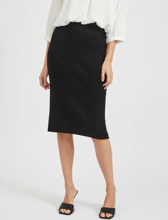 VILA VIRIL PENCIL HW KNIT SKIRT - NOOS - Black - XS