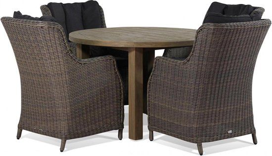 Lifestyle Advance Graniet 5-delige tuinset - 4 zitplaatsen - Wicker - Taupe-naturel-bruin