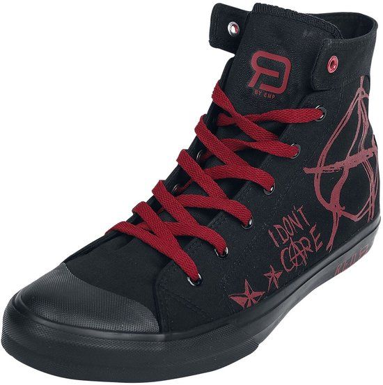 R.E.D. Rock-Engineered Design Zwart-rode sneakers met print - Unisex - EU44
