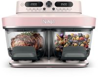 Ninja CRISPi DualZone Glazen Airfryer met 2 manden, 8 kookfuncties, Kook twee gerechten tegelijkertijd, PFAS-vrije glazen schalen, Inclusief deksels - Rosékwarts - DD102EUPK1