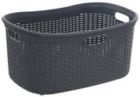 5five Wasmand van rotan gevlochten - antraciet - kunststof - 40 liter - 59 x 38 x 27 cm