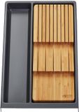 ORGA-BOX multifunctioneel inzetstuk SEPARADO Afzonderlijk leigrijs gegranuleerd (300 x 474 x 51 mm) vanaf 40 cm kastbreedte incl. bamboe messeninzet voor max. 9 messen