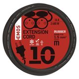 EMOS Verlengkabel 10m IP44 Rubber Zwart