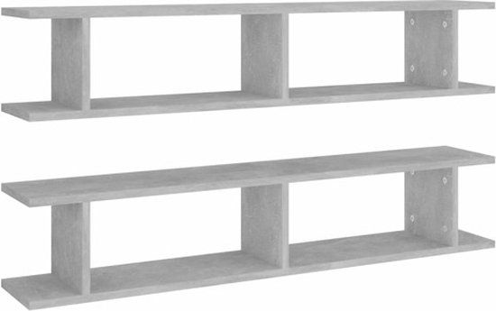 vidaXL Wandschappen 2 stuks 105x18x20 cm bewerkt hout betongrijs