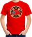 Bellatio Decorations Brandweer logo verkleed t-shirt - rood - jongens en meisjes - brandweer / brandweerman - verkleedkleding / kostuum 122/128