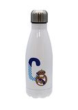 Real CyP Brands Real Madrid - roestvrijstalen waterfles, hermetische sluiting, met Letter C-ontwerp in blauw, 550 ml, witte kleur, officieel product