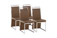 Cavadore SCARLETT Set van 4 eetkamerstoelen modern design stoel met handvat en rugleuning incl. bekleding van kunstleer cappuccino chroom 58x45x100 cm