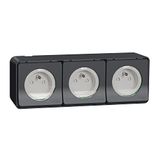 Schneider Electric Mureva MUR36037 opbouw stopcontact horizontaal 3-voudig met penaarde IP55 antraciet mat