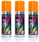 Spray capillaire ou teinture pour cheveux - 3x - couleur orange - accessoires de déguisement - 125 ml - Adultes et Enfants - carnaval