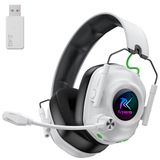 Krysenix Gaming headset draadloos met microfoon voor PS5 PS4 PC Switch | 2,4 GHz (USB & Type-C) & Bluetooth, 60H accu, RGB-licht, surround sound, lage latentie (≤ 20 ms), ruisonderdrukkende