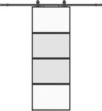 vidaXL Schuifdeur met beslagset 76x205 cm gehard glas zwart