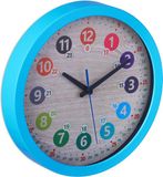 Merkloos Relaxdays Kinderklok met Cijfers - Ø 30 cm - Leerklok - Wandklok Kinderkamer - Blauw