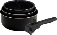 Bergner Click & Cook Koekenpannenset - 3 pannen van geperst aluminium (16, 18, 20 cm) - Zwart