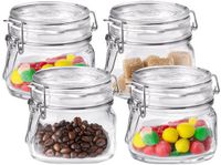 Bormioli Rocco 4x Weckpotten/inmaakpotten met klepdeksel en beugelsluiting 500 ml - Transparant Glas - Rond - 10.6 cm