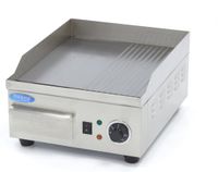 Maxima Horeca Grillplaat - Half Gegroefd - Enkel - 36 cm - Elektrisch - Incl. Lekbak