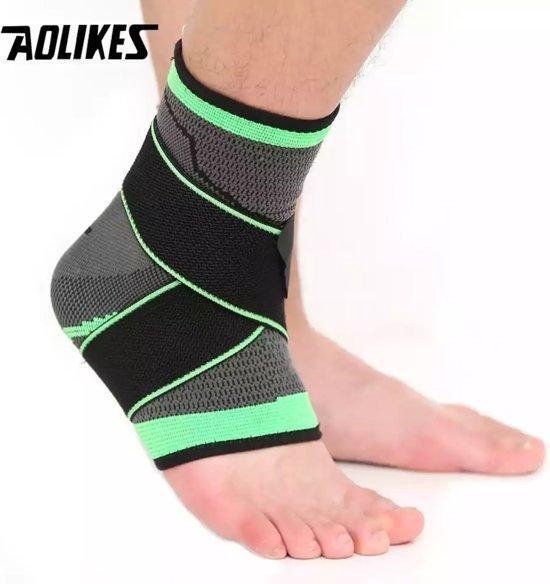 AOLIKES Verstelbare Enkelbandage Brace - Zwart/Groen - Maat XL