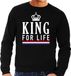 Bellatio Decorations King for life Zwart sweater - Trui voor heren - Koningsdag kleding XL