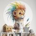 Lionceau Sticker Mural Rond / Cercle Enfants - Diamètre 80 cm - Adhésif + Protection Brillante