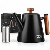 VDN RVS Theepot Dubbelwandig 1 Liter - Zwart