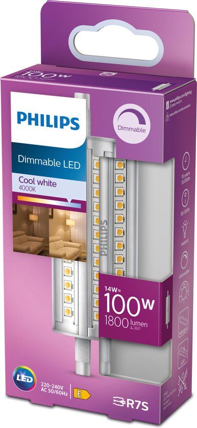 Philips LED Spot - R7s - 14W - 1800 lm - 4000K - Dimbaar