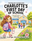 Charlotte's First Day of School: Personalized Coloring Book for Girls Ages 4-8