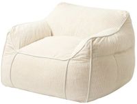 Bananair - Zitzak fauteuil - XXL poef - Ribfluweel - 100x110 cm - Gebroken wit