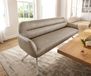 Taya-Flex Banc de salle à manger 200 cm microfibre beige vintage pied croisé angulaire acier inoxydable ressort ensaché
