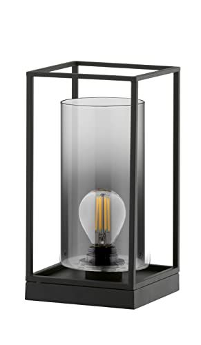 Fischer & Honsel Samu Tafellamp - Zandzwart - Rookglas - E27