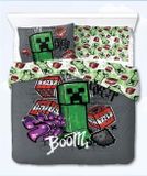 Oeko-Tex Minecraft Dekbedovertrek Lits-jumeaux 240x220 cm - Grijs - Polyester - 2 Kussenslopen