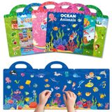 GUYUCOM Kinderstickers, 6 stuks, herbruikbare stickerboeken, draagbare stickerset met dierenwereld, voertuigen, dinosaurussen, eenhoorn enz., cadeau voor jongens en meisjes vanaf 2, 3, 4, 5, 6 jaar