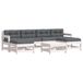 vidaXL 7-delige loungeset met kussens, massief hout, wit