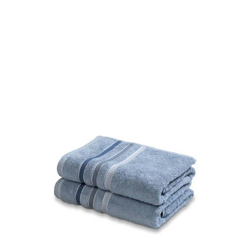 Vandyck Prestige Lines Handdoek Set (2 stuks) - 110x60 cm - Blauw