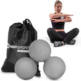 Hop-Sport – Massageballen set – Siliconen – 63 mm – Grijs – Met draagtas – Voor zelfmassage en spierherstel