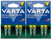 Varta Recharge Accu Power Oplaadbare Batterijen AAA 800mAh - 2 x 4 stuks - Voordeelverpakking