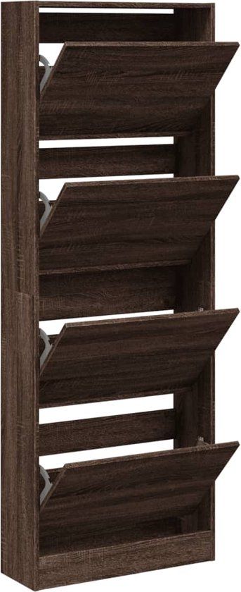 vidaXL Schoenenkast 60x21x163,5 cm bewerkt hout bruineikenkleurig