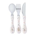 Lässig Toddler Cutlery Set White ABS, Metal, Tiny Farmer, 3 Pieces