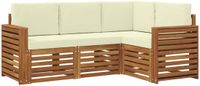vidaXL - Bank loungeset - 4 zitplekken - Natuurlijk en crème - Polyester