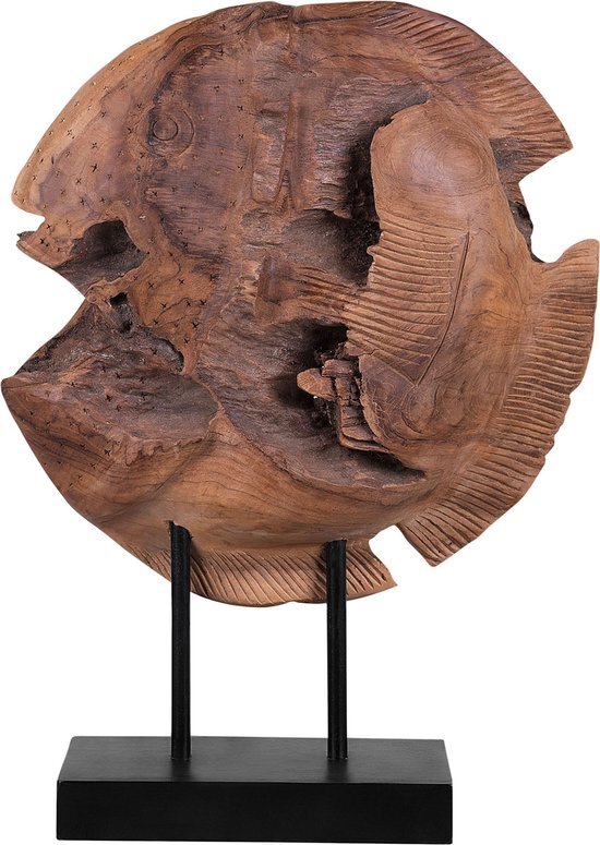 Beliani PLAICE FISH - Decofiguur - Lichte houtkleur - Teakhout