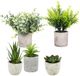 Unyqoos® Set van vijf realistische kunstplanten voor decoratie in elke ruimte, vert, 21cm, stuks 5
