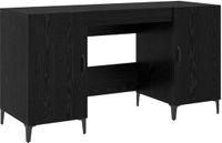 vidaXL Bureau Zwart Eiken Bewerkt Hout 140 x 50 x 75 cm