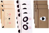 Interdruk A4-map - elastische tekenmap voor kinderen - gemaakt van stevig karton - zacht aanvoelend - binnen en buiten bedrukt - grappige vorm - 3 verschillende designs: kat + beer + panda - 10-pack