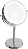 5five Make-up spiegel/scheerspiegel met LED verlichting op voet 18 cm - Zilver
