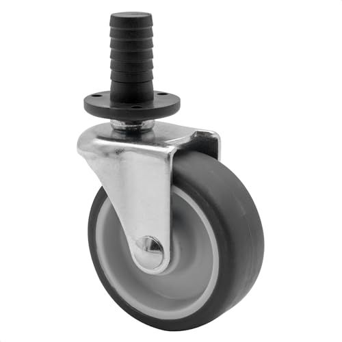 Wagner 01908801 draaiwiel voor theewagen, diameter 50 mm, hoogte 65 mm, zacht grijs, schacht + huls Ø 12 mm, maximale belasting 50 kg