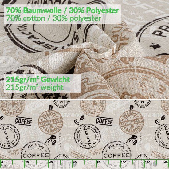 ANRO Tafelkleed Koffie Meerkleurig 140x100cm Rechte rand Afwasbaar Waterafstotend Binnen & Buiten