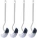 Set de brosses de toilette en 4 pièces - Avec nettoyeur de jante et manche long et courbé - Pour nettoyage en profondeur - Blanc
